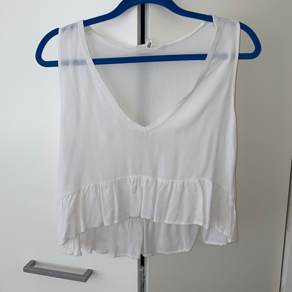 White flowy crop tank top